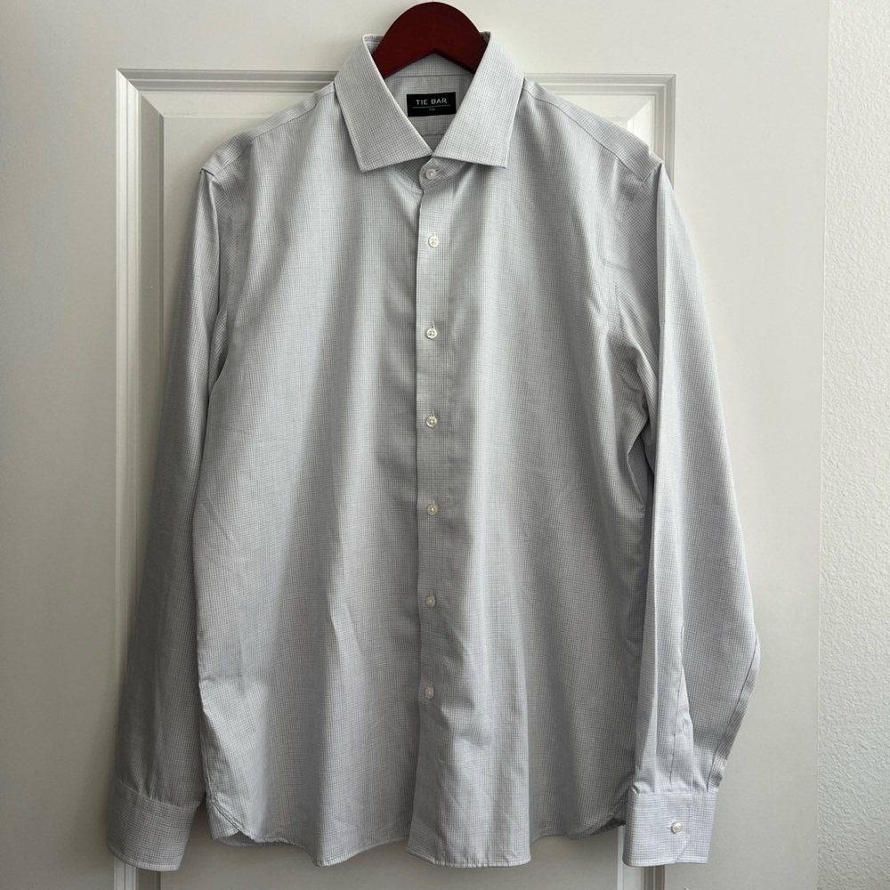 Gingham Check Tie Bar Dress Shirt